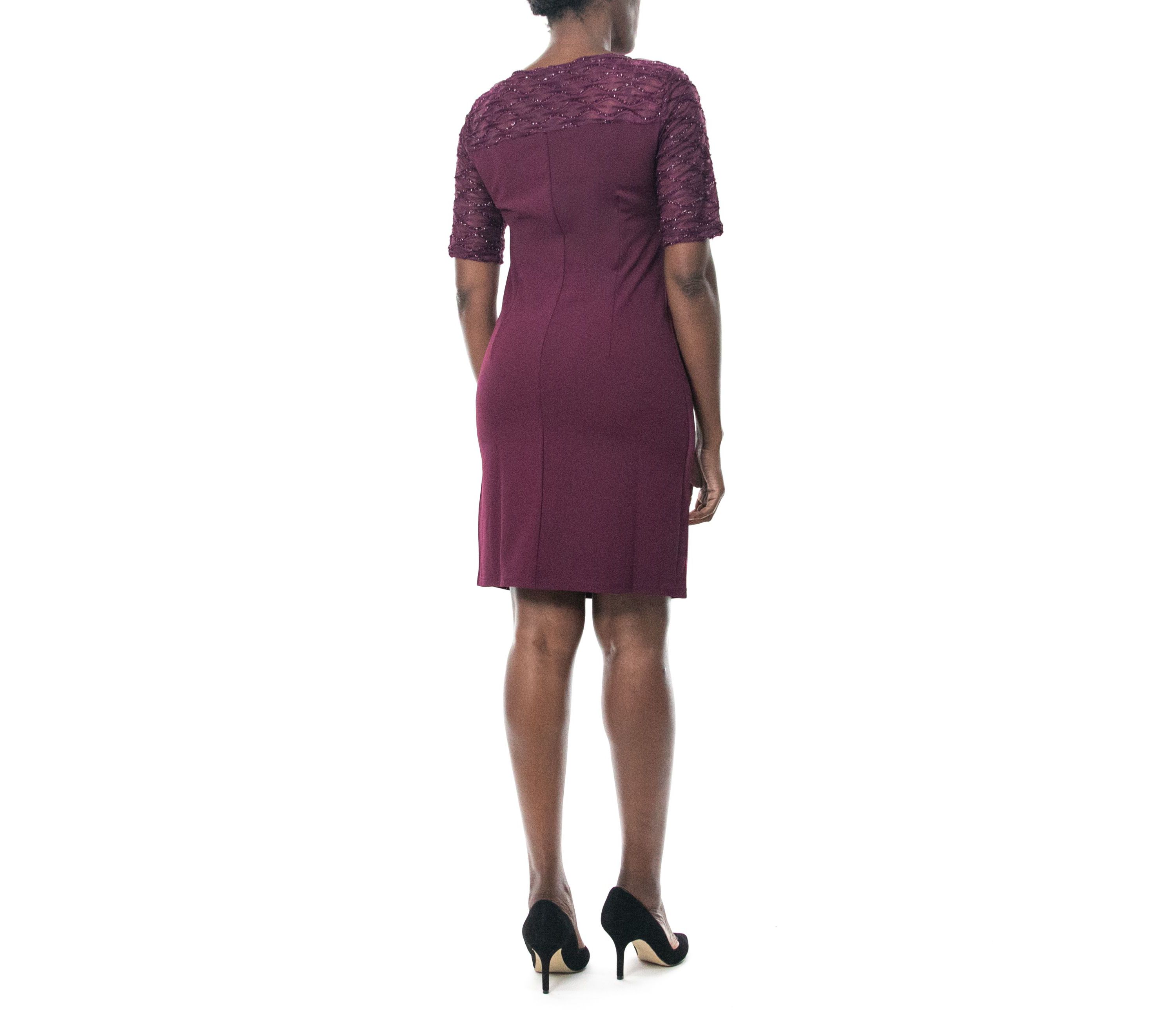 Elbow Sleeve Sheath Novelty Knit Dress