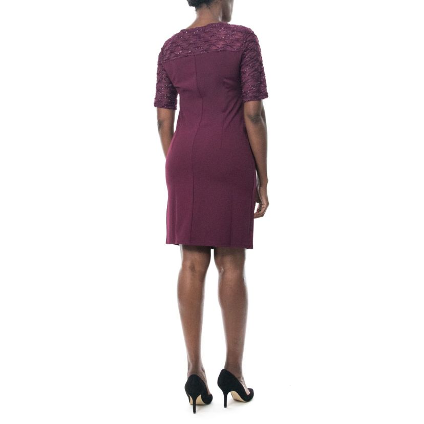 Elbow Sleeve Sheath Novelty Knit Dress