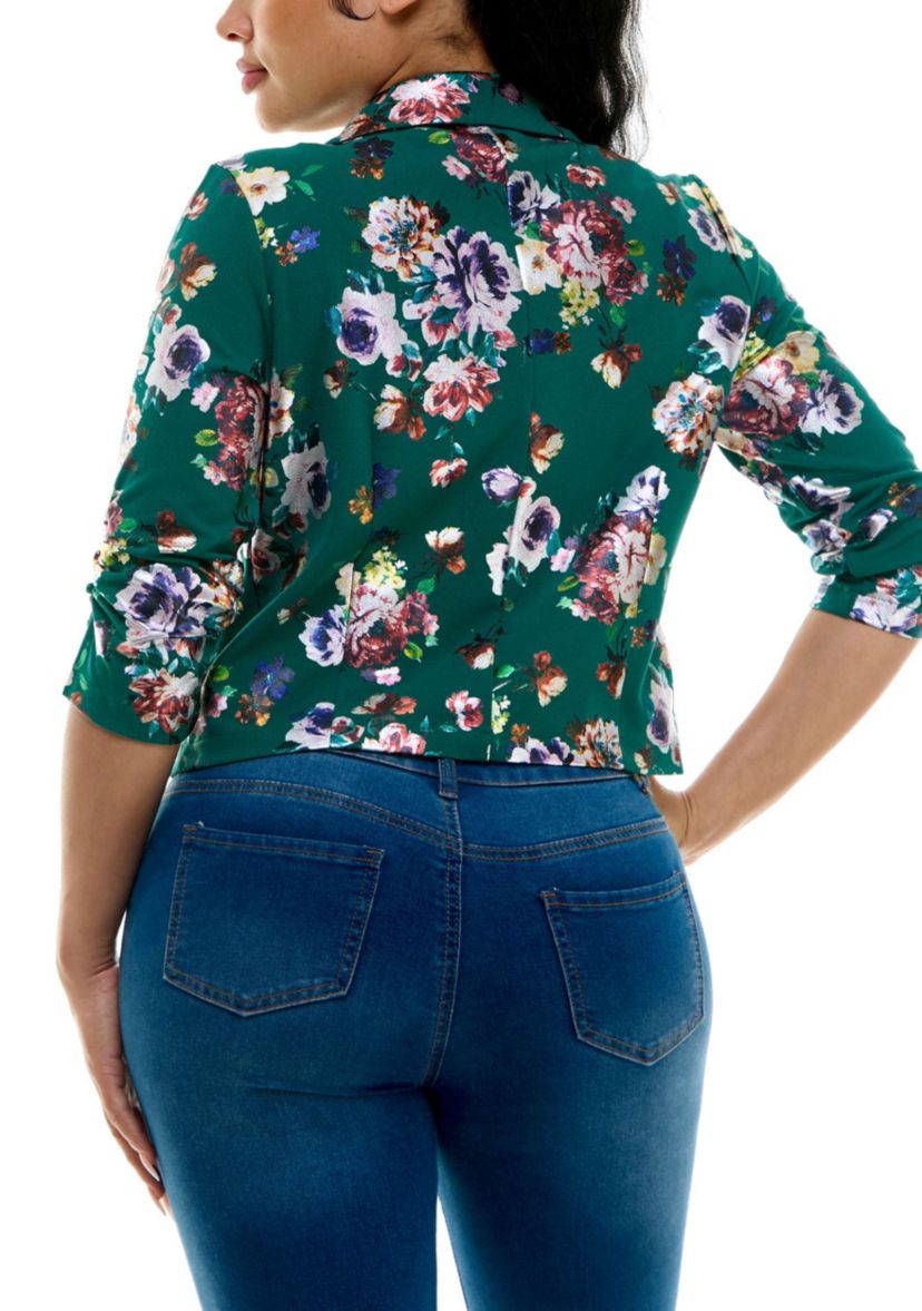 Crop button foil blazer