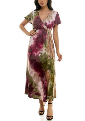 Nina Leonard Women's Flutter sleeve maxi dress