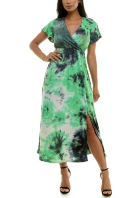 Nina Leonard Women's Flutter sleeve maxi dress