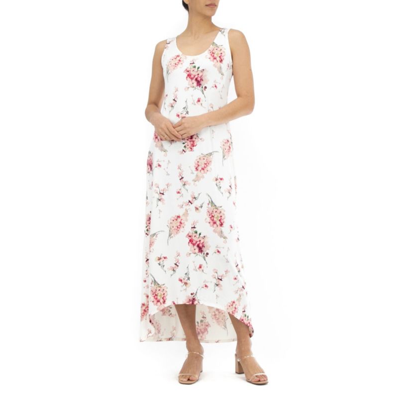 Sleeveless Bar Back Printed Maxi