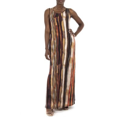 Nina Leonard Women's Sleeveless Bar Back Printed Maxi, XL