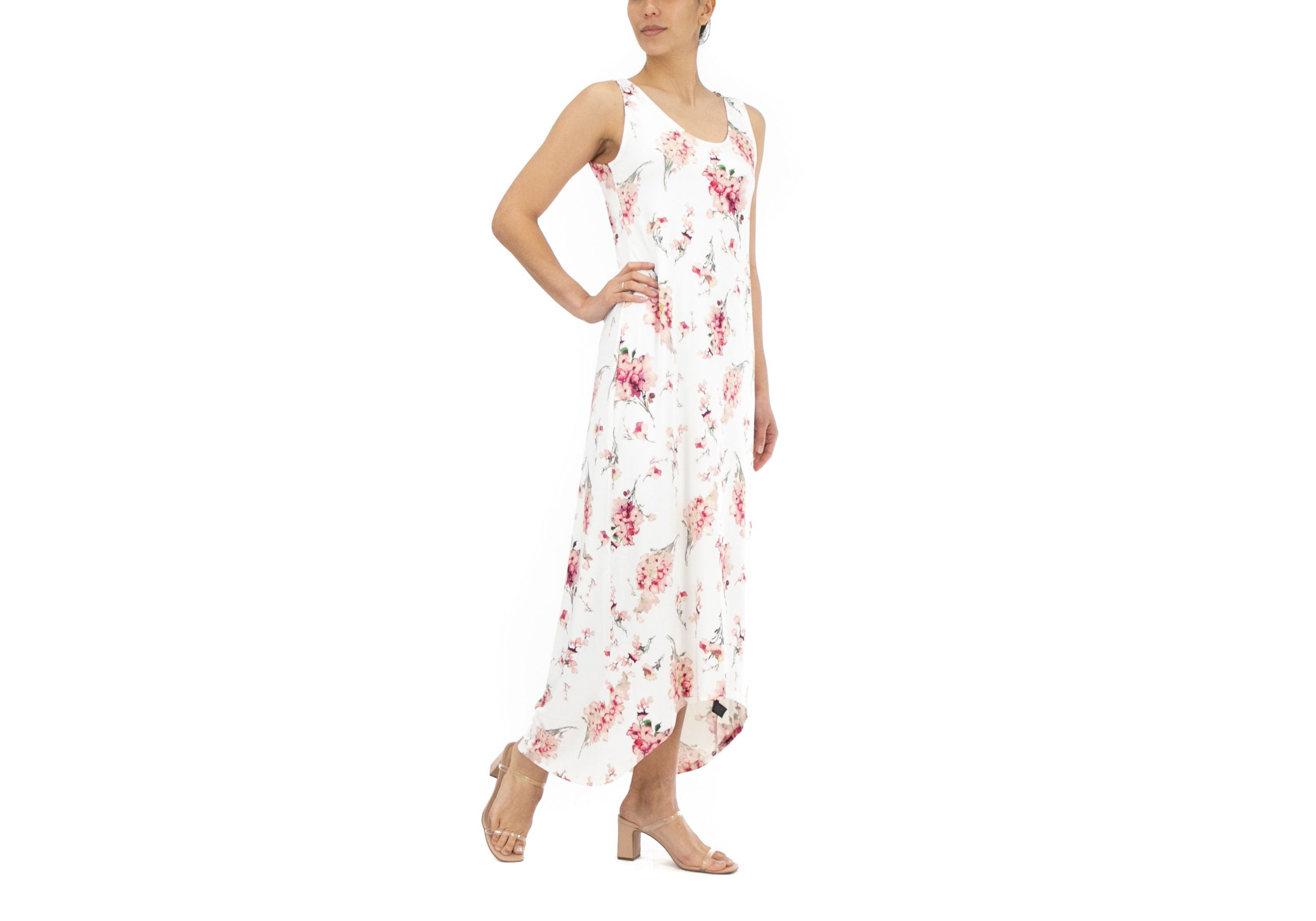Sleeveless Bar Back Printed Maxi