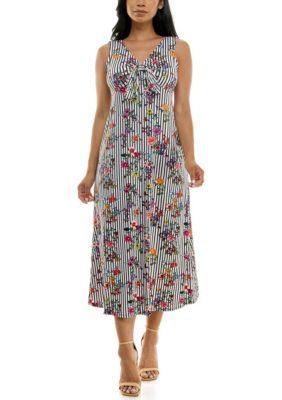 Nina Leonard Women's Tie front maxi dress