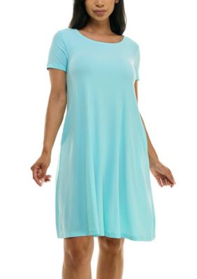 Nina Leonard Women's V neck trapeze pocket dress