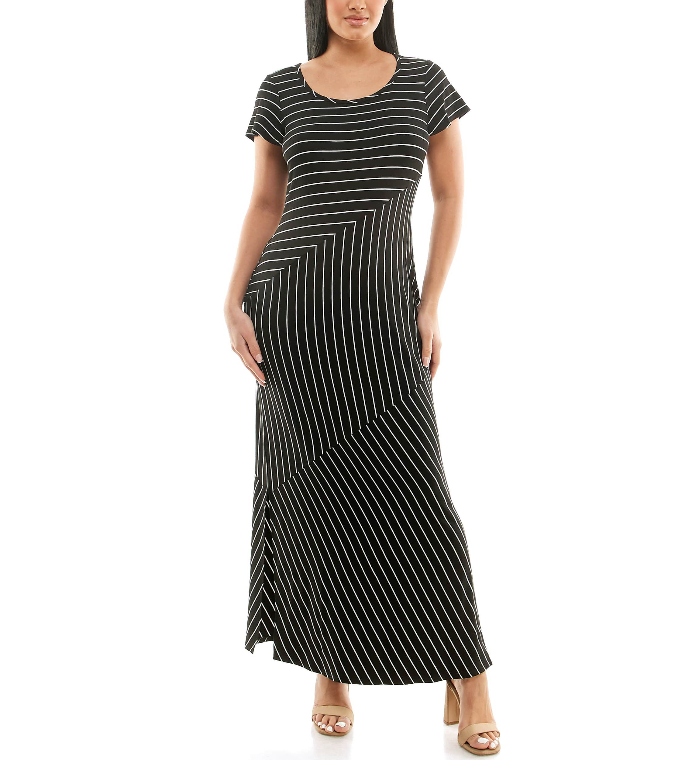 Short sleeve stripe maxi dress