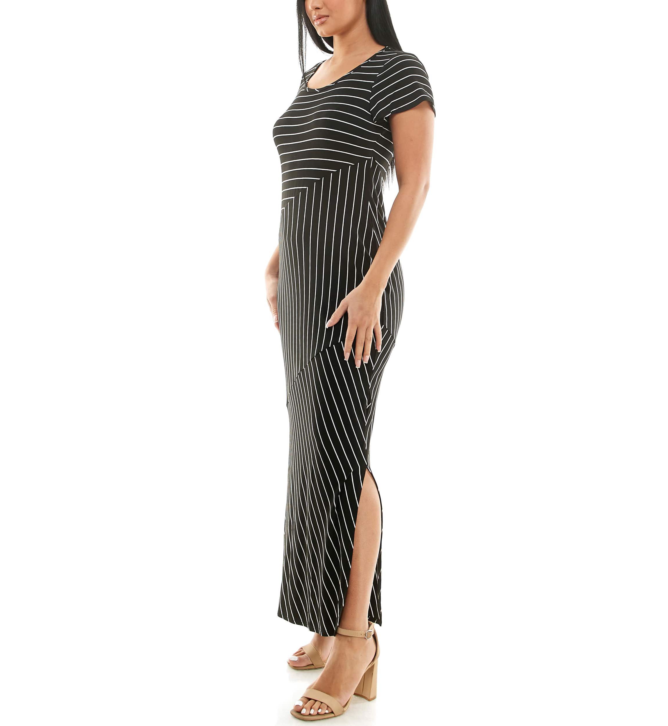 Short sleeve stripe maxi dress