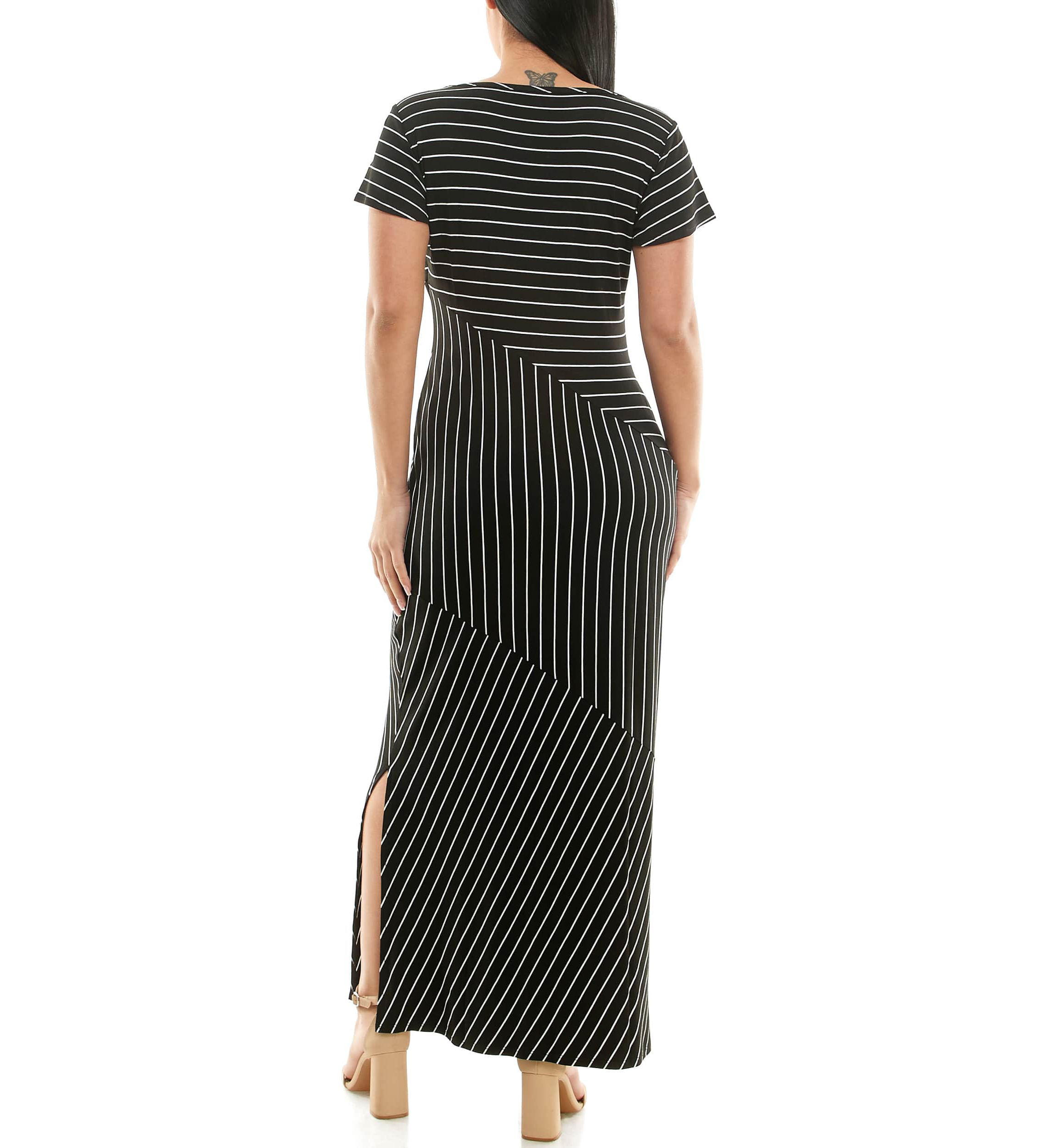 Short sleeve stripe maxi dress