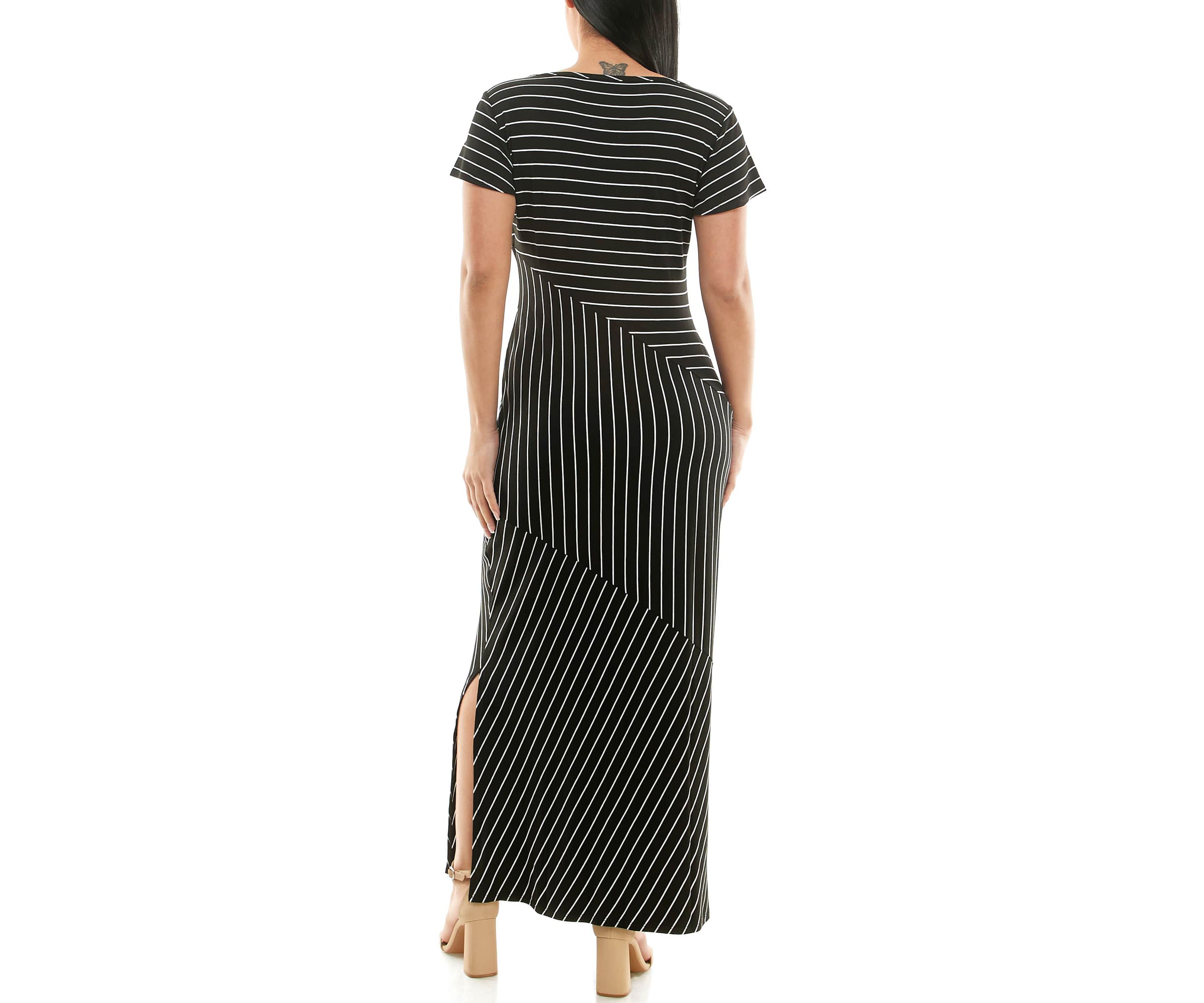 Short sleeve stripe maxi dress