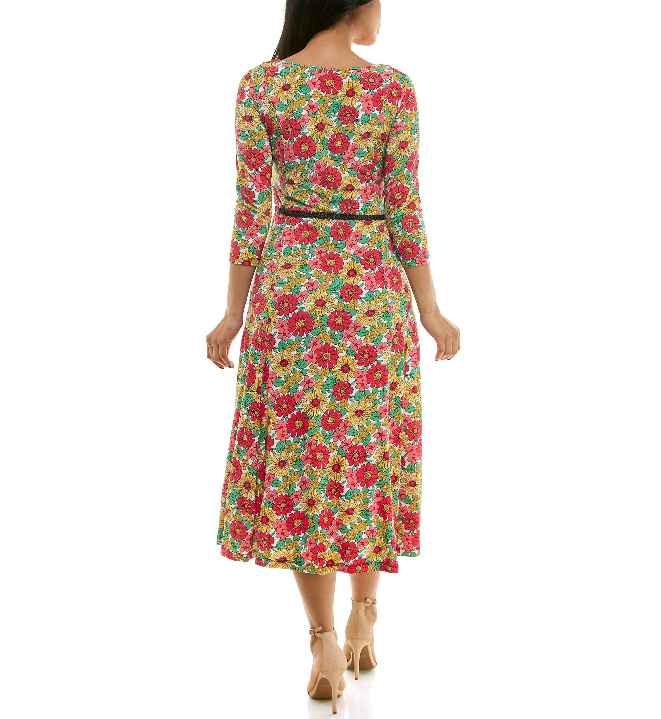 Printed sylvia midi belted dress
