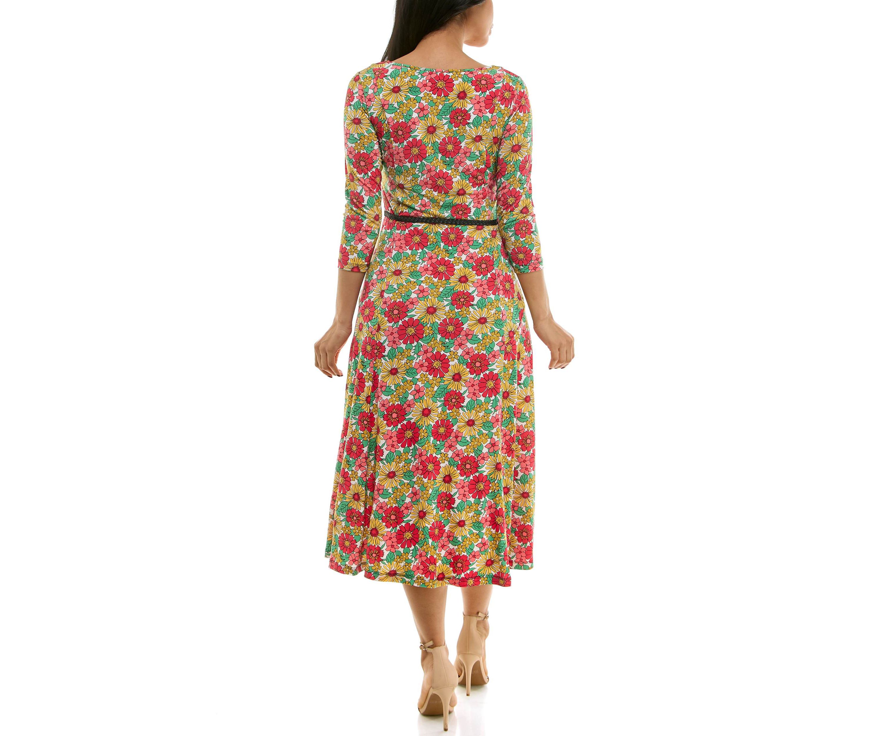 Printed sylvia midi belted dress