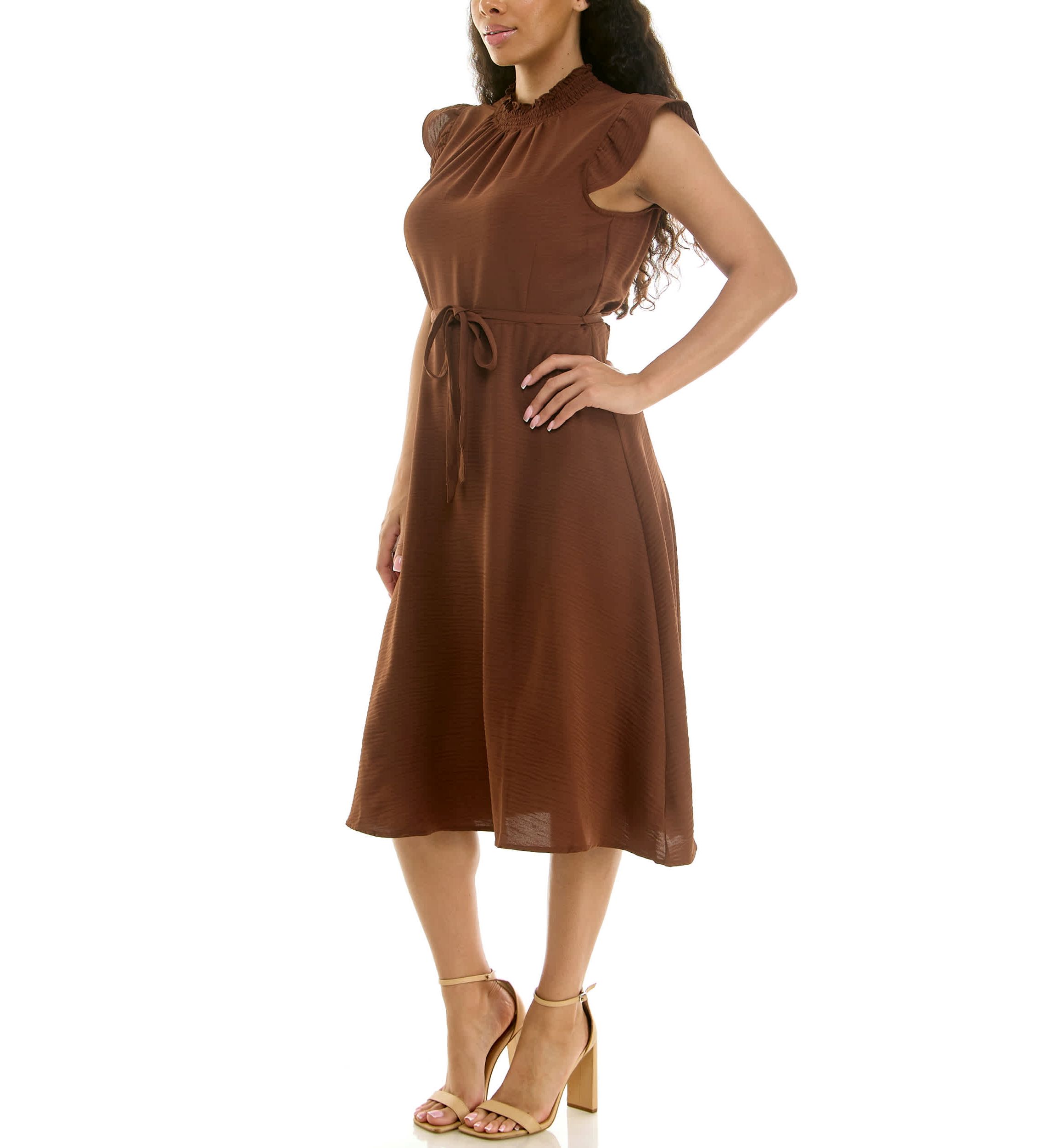 vintage bridesmaid dresses pinterest Brown Maxi Dress With Slit And Long Sleeves