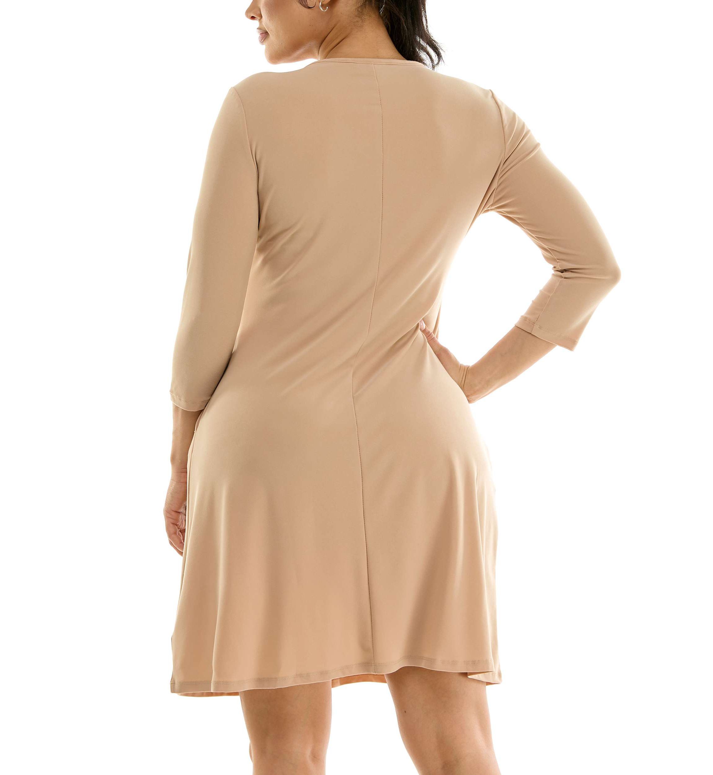 V neck trapeze neck trim dress