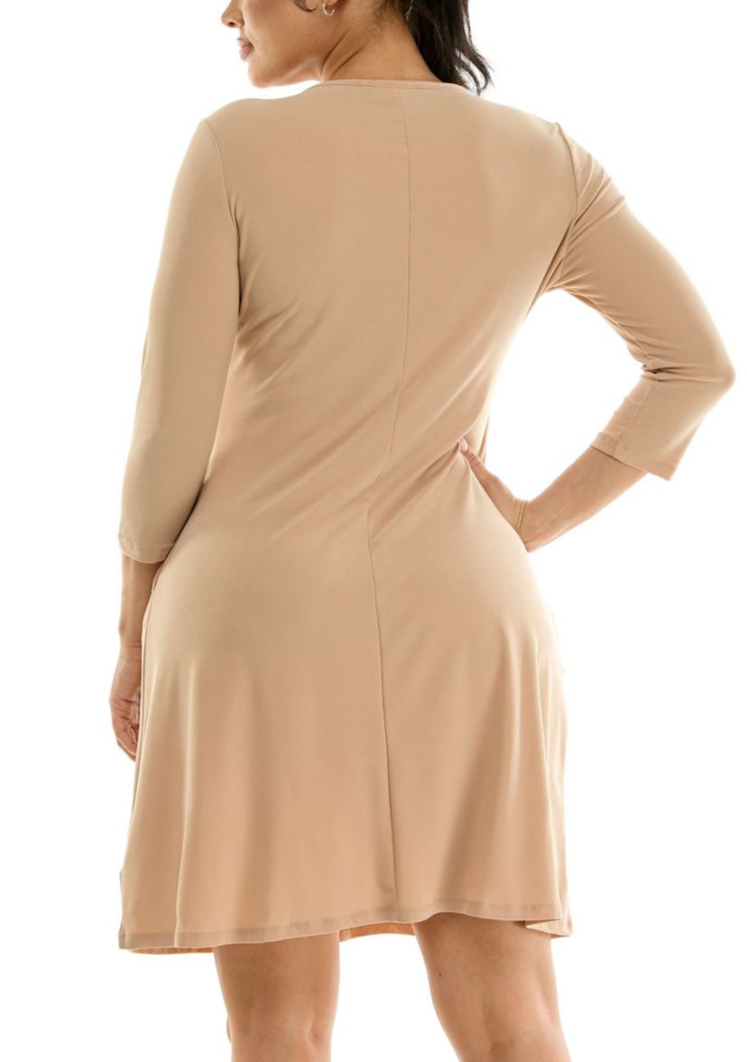 V neck trapeze neck trim dress