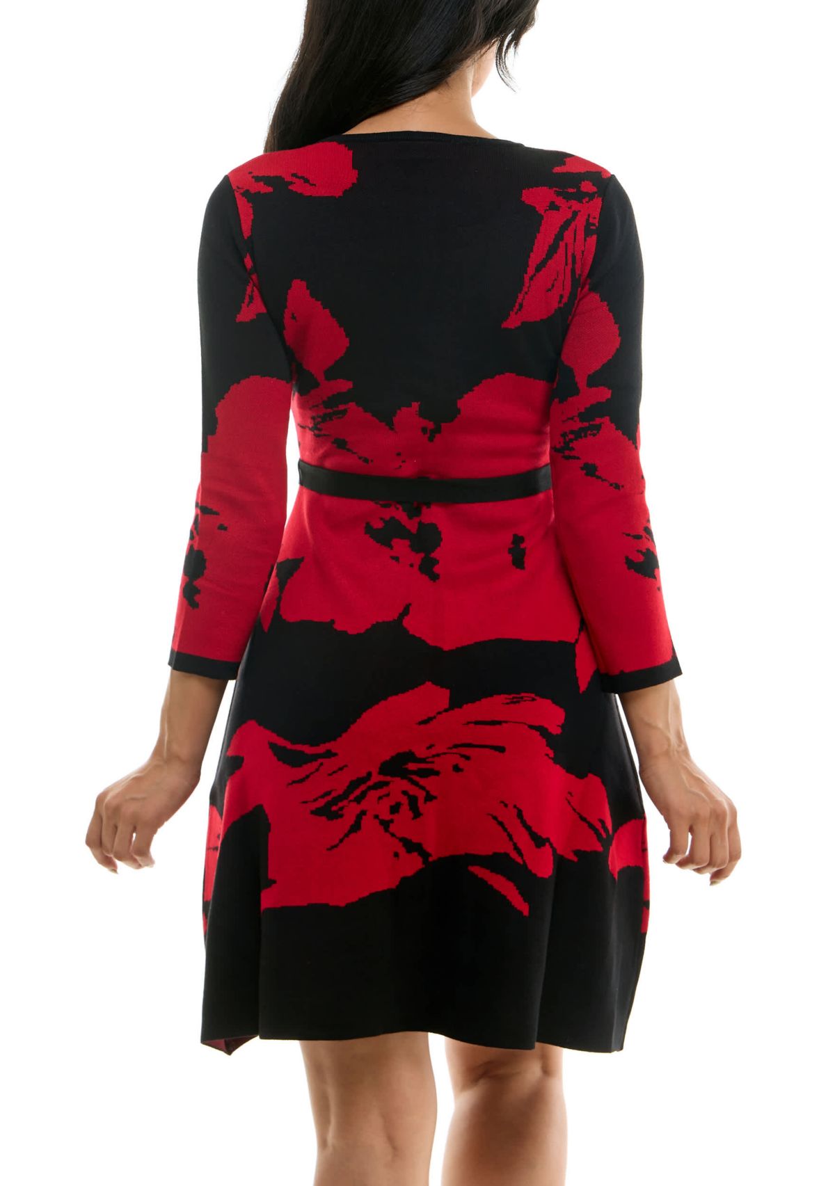 Jacquard Fit And Flare Sweater Dress