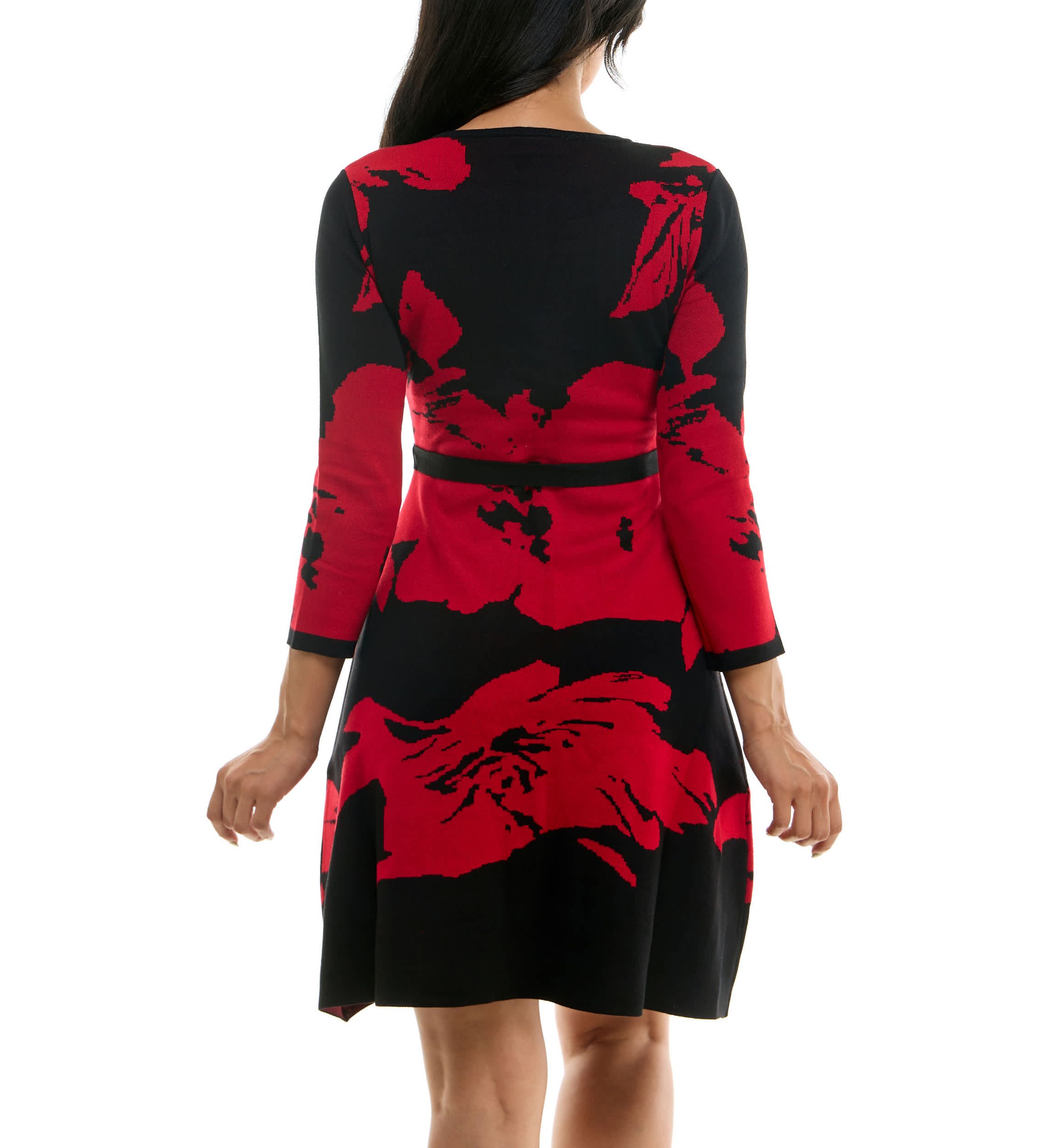 Jacquard Fit And Flare Sweater Dress