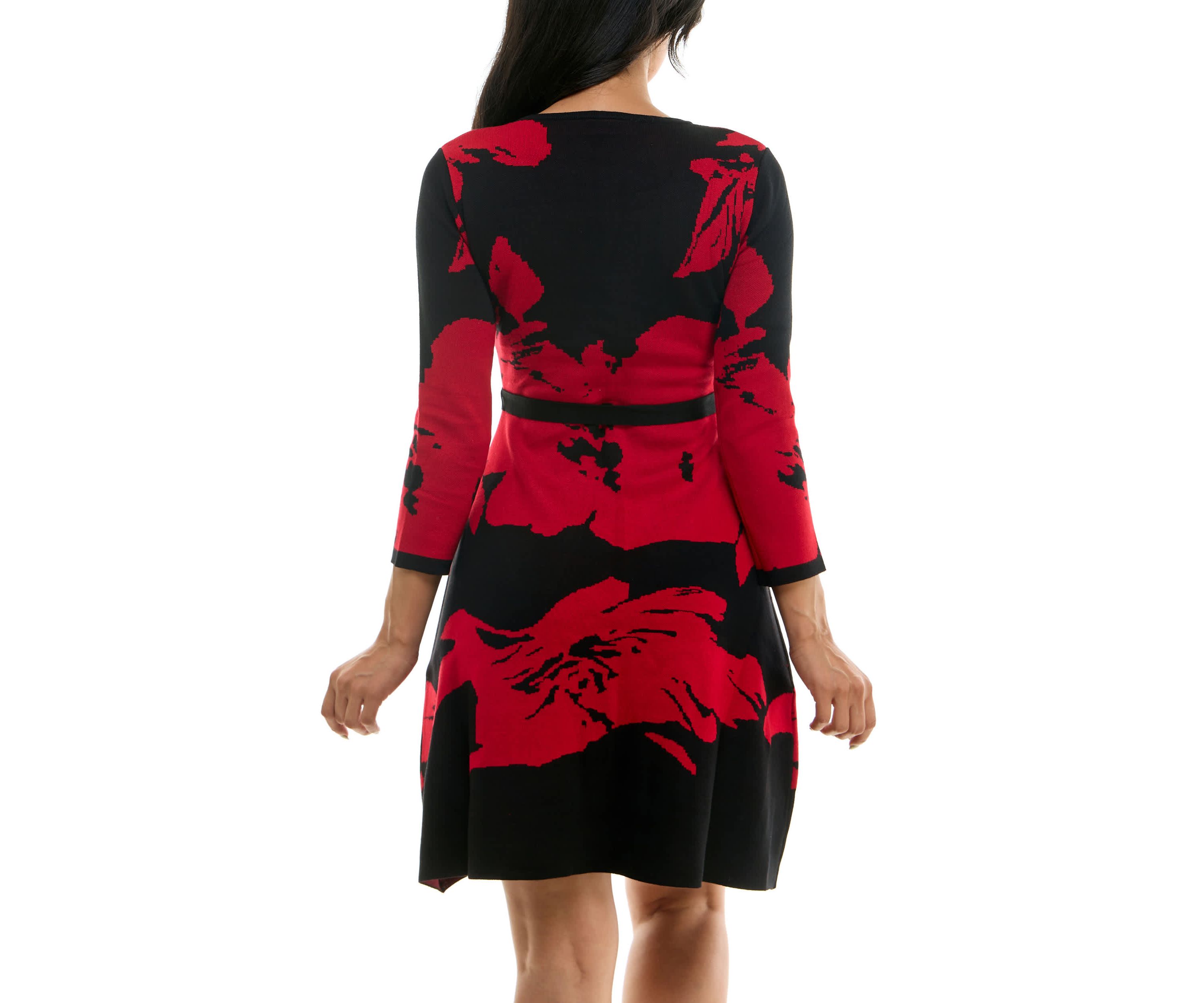 Jacquard Fit And Flare Sweater Dress