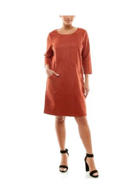 Nina Leonard Women's Suede Sheath Dress, XL
