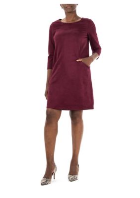 Nina Leonard Women's Suede Sheath Dress, XL