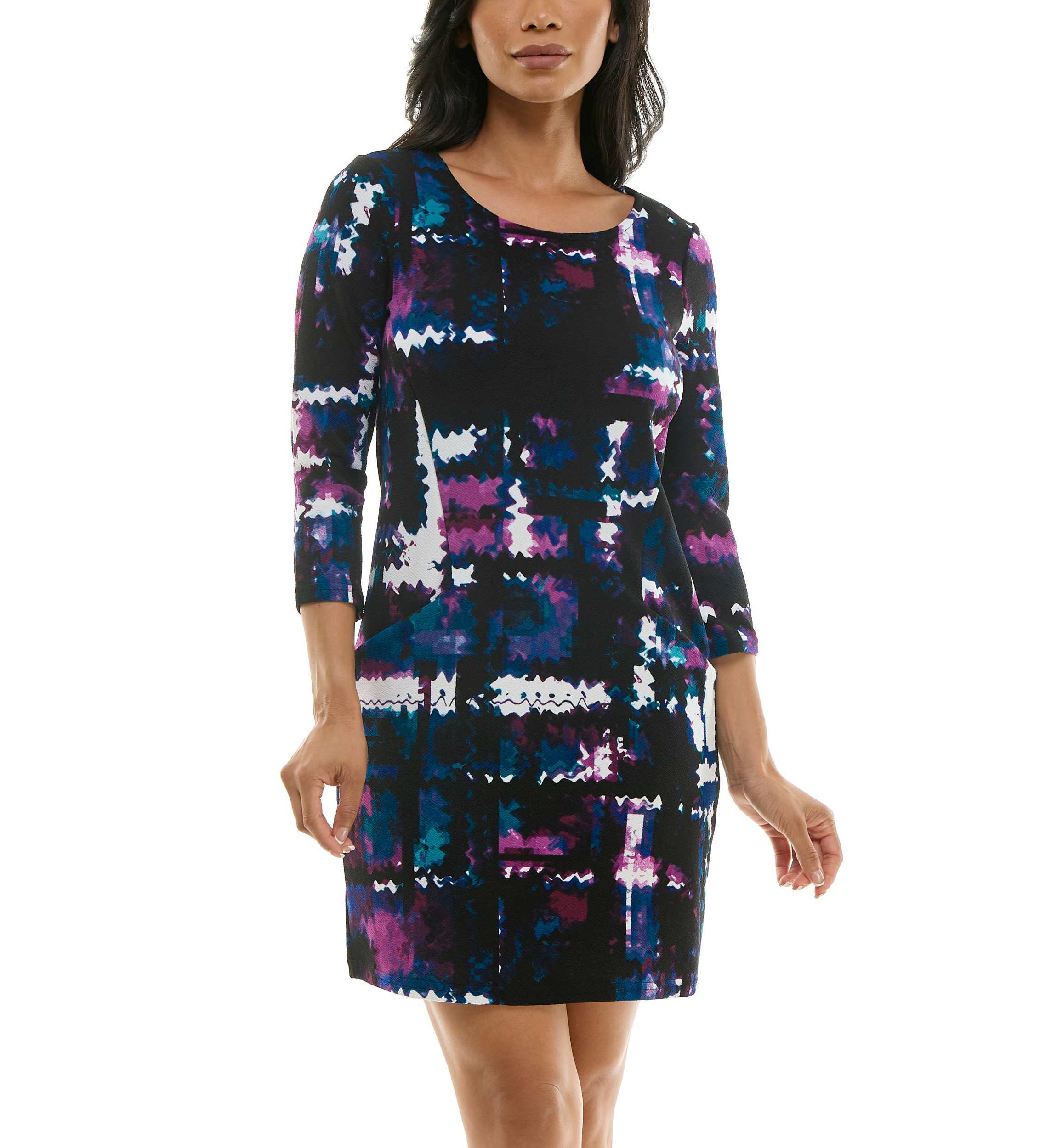 Printed Shift Dress With Pockets