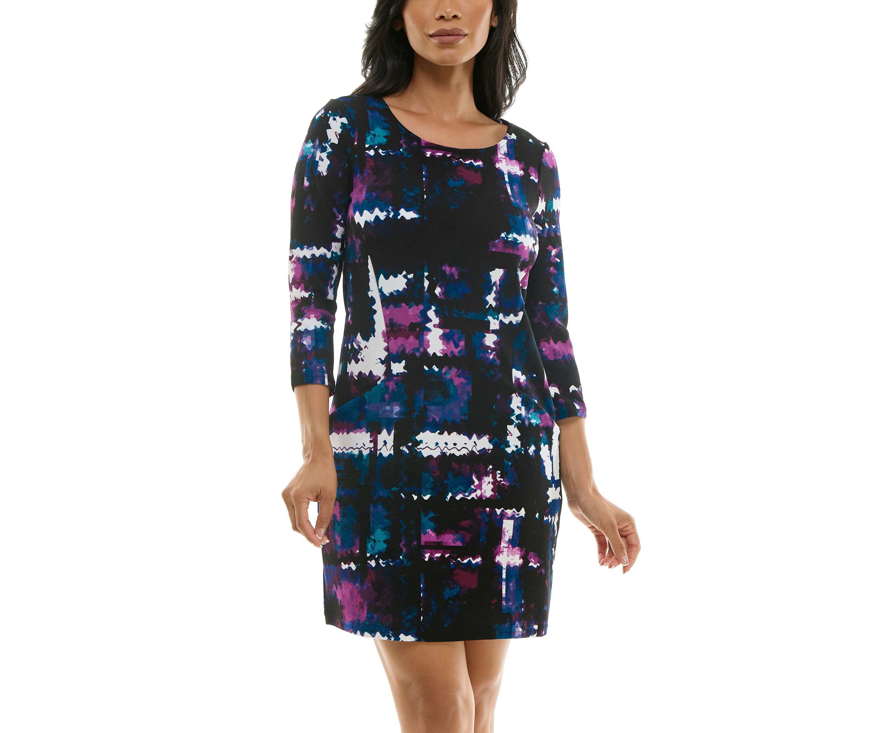 Printed Shift Dress With Pockets