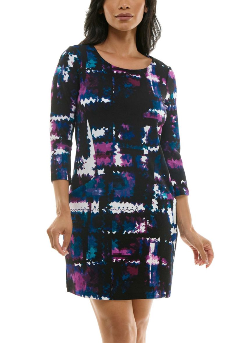 Printed Shift Dress With Pockets