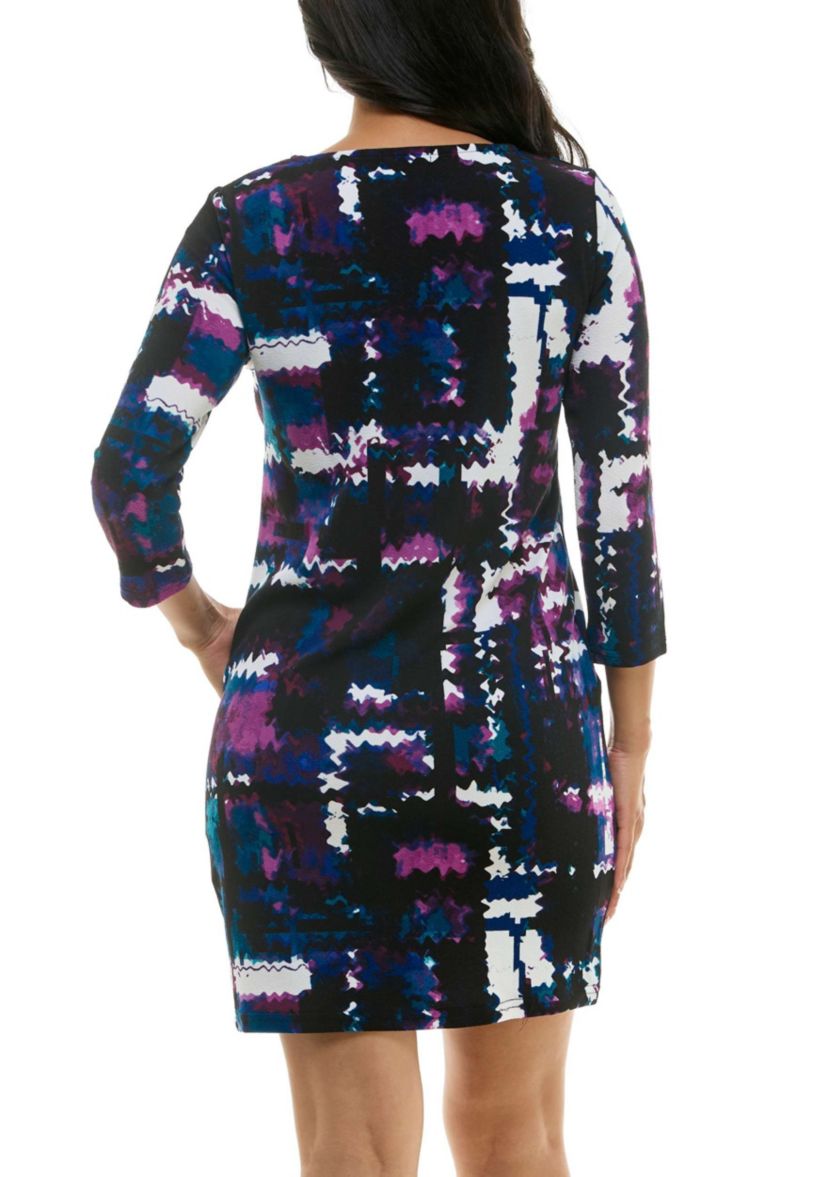 Printed Shift Dress With Pockets