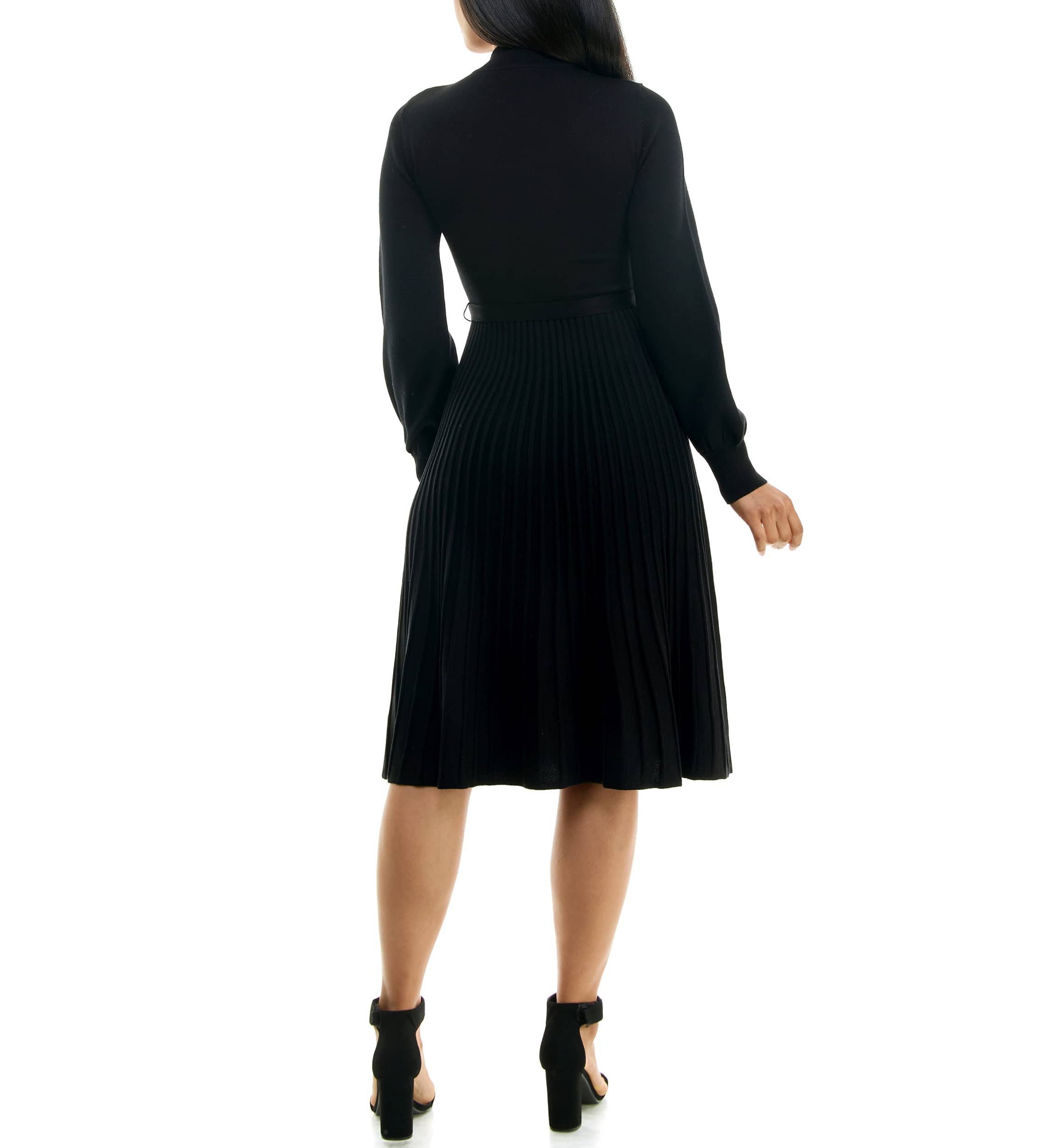 Mock Neck Pleated Dress