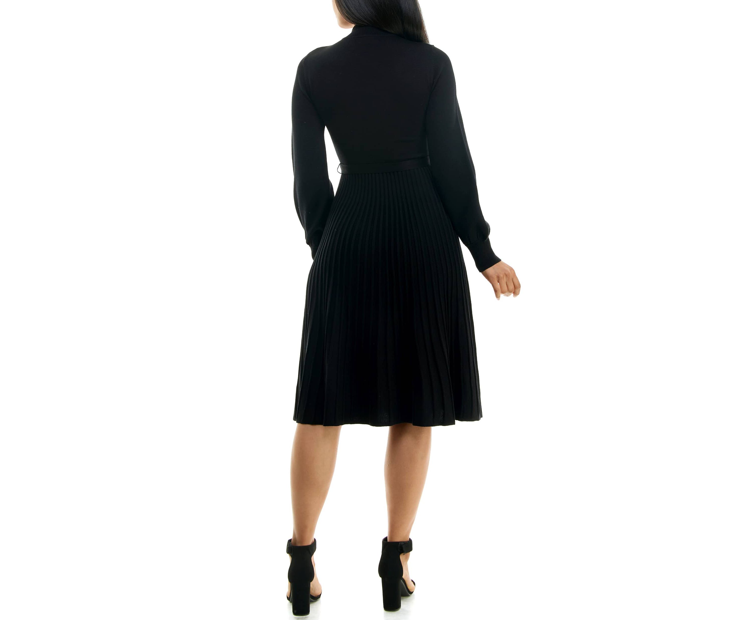 Mock Neck Pleated Dress