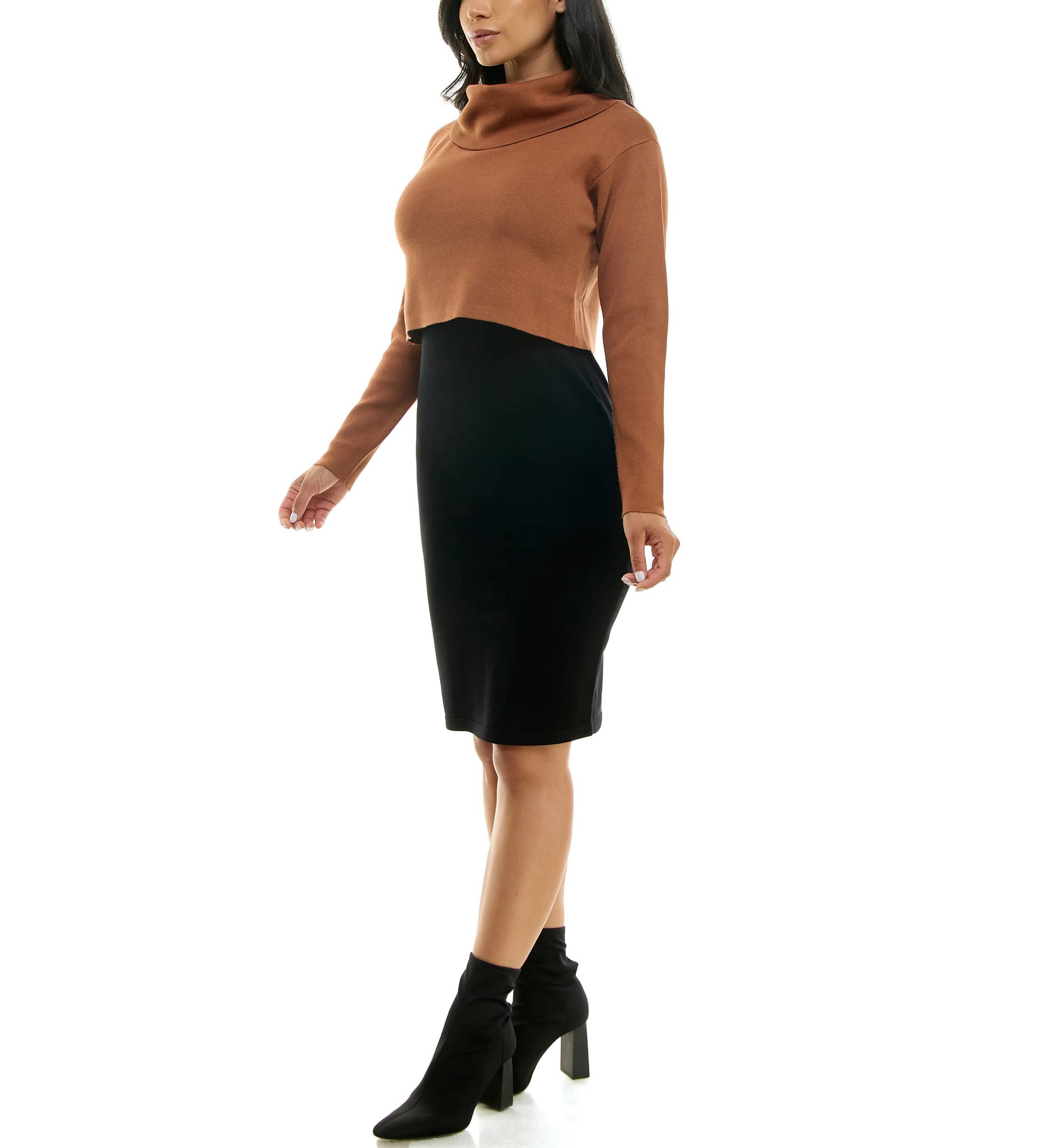 Cowl Neck Colorblock Dress