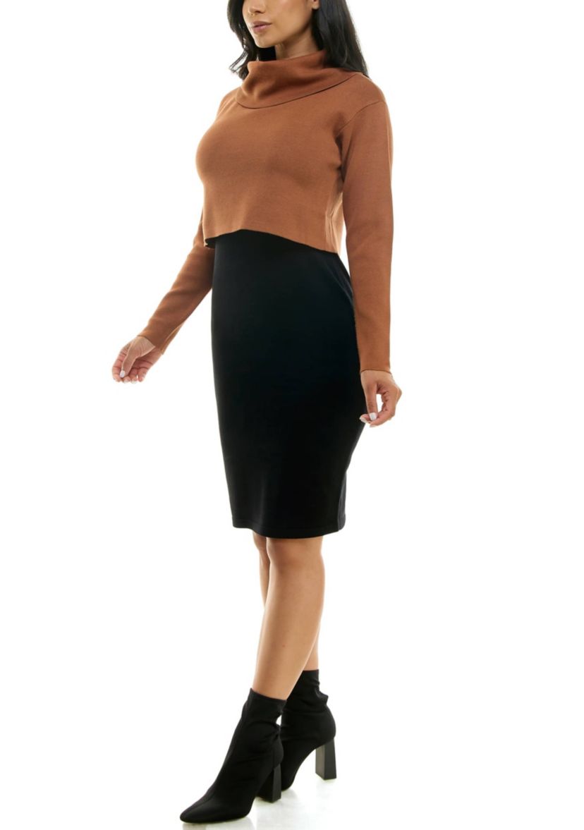 Cowl Neck Colorblock Dress