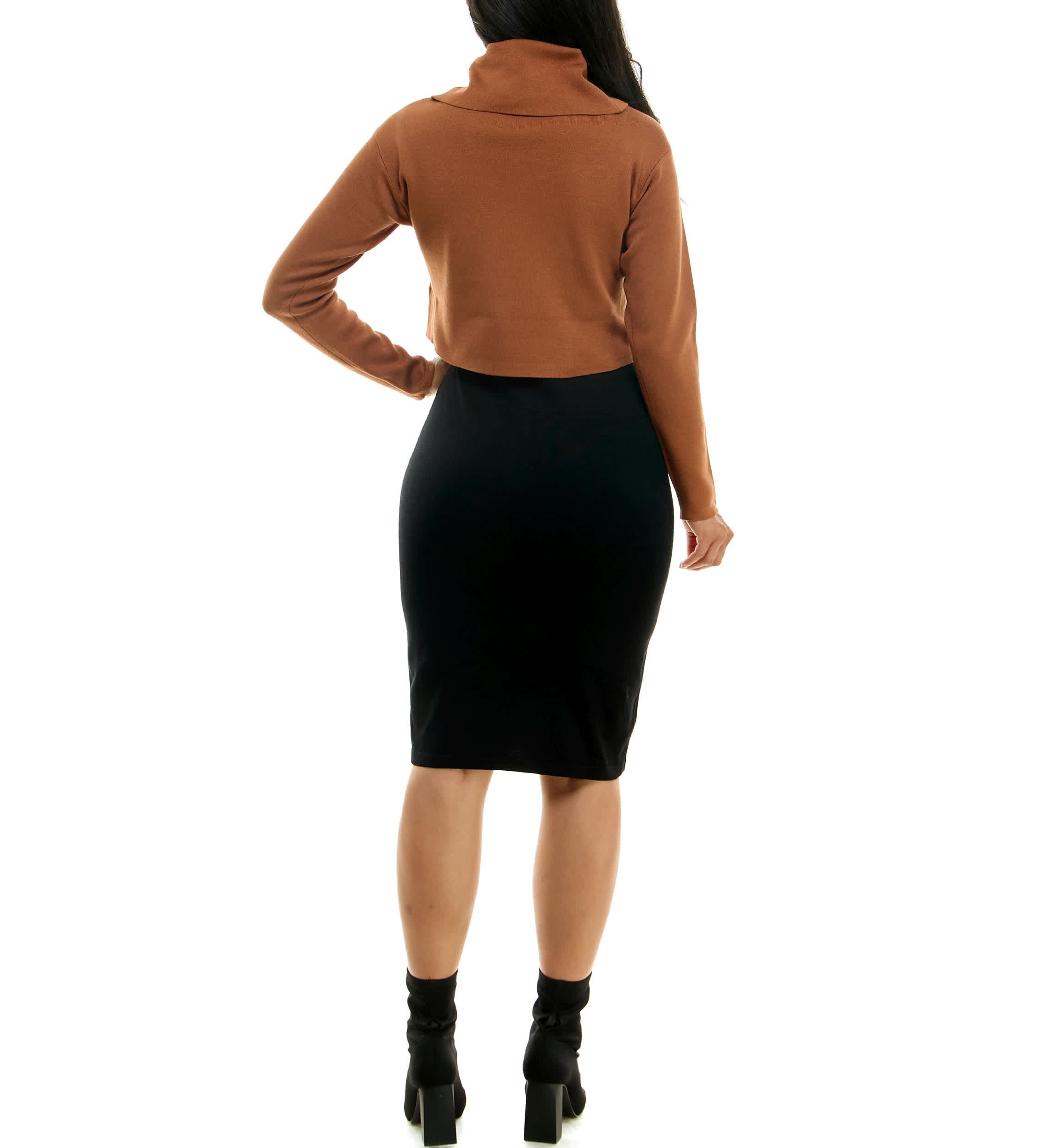 Cowl Neck Colorblock Dress