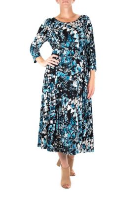 Nina Leonard 3/4 SLEEVE PRINTED MIDI SYLVIA DRESS | belk