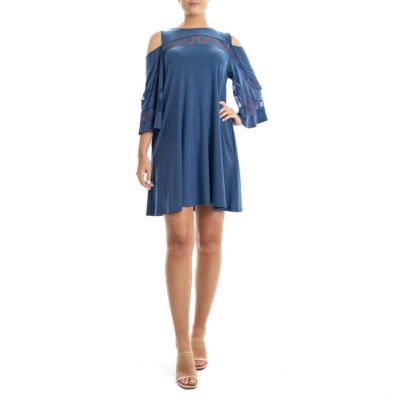 Nina Leonard Women's Illusion Cold Shoulder Dress
