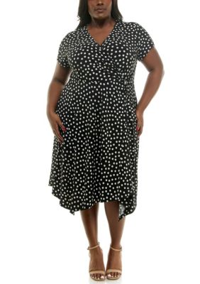 Nina Leonard Women's Surplice uneven hem dress