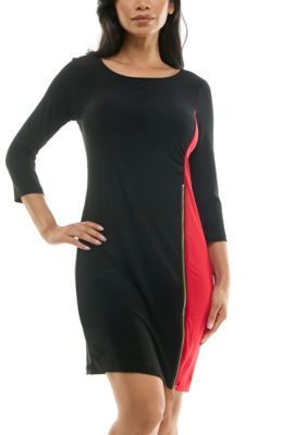 Nina Leonard Women's Colorblock dress with ruched waist
