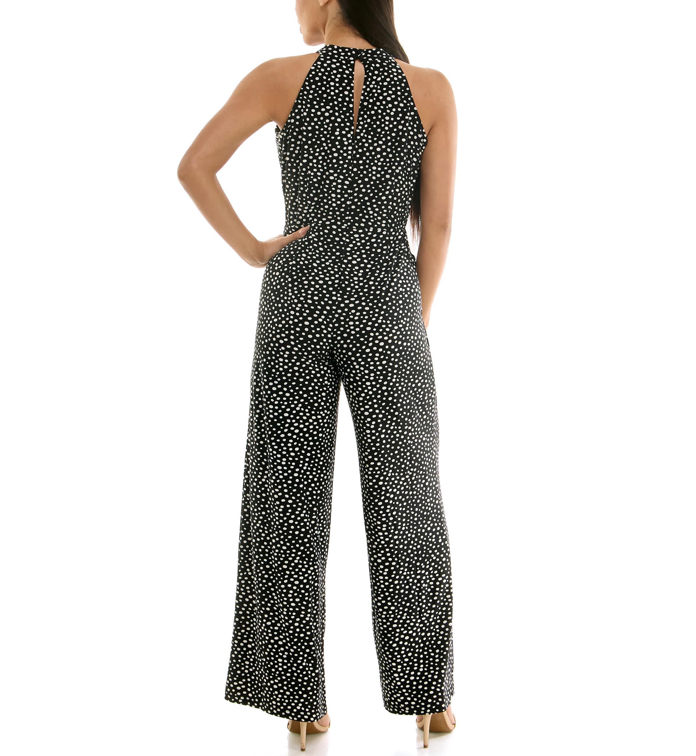 Printed High Neck Twist Neck Jumpsuit