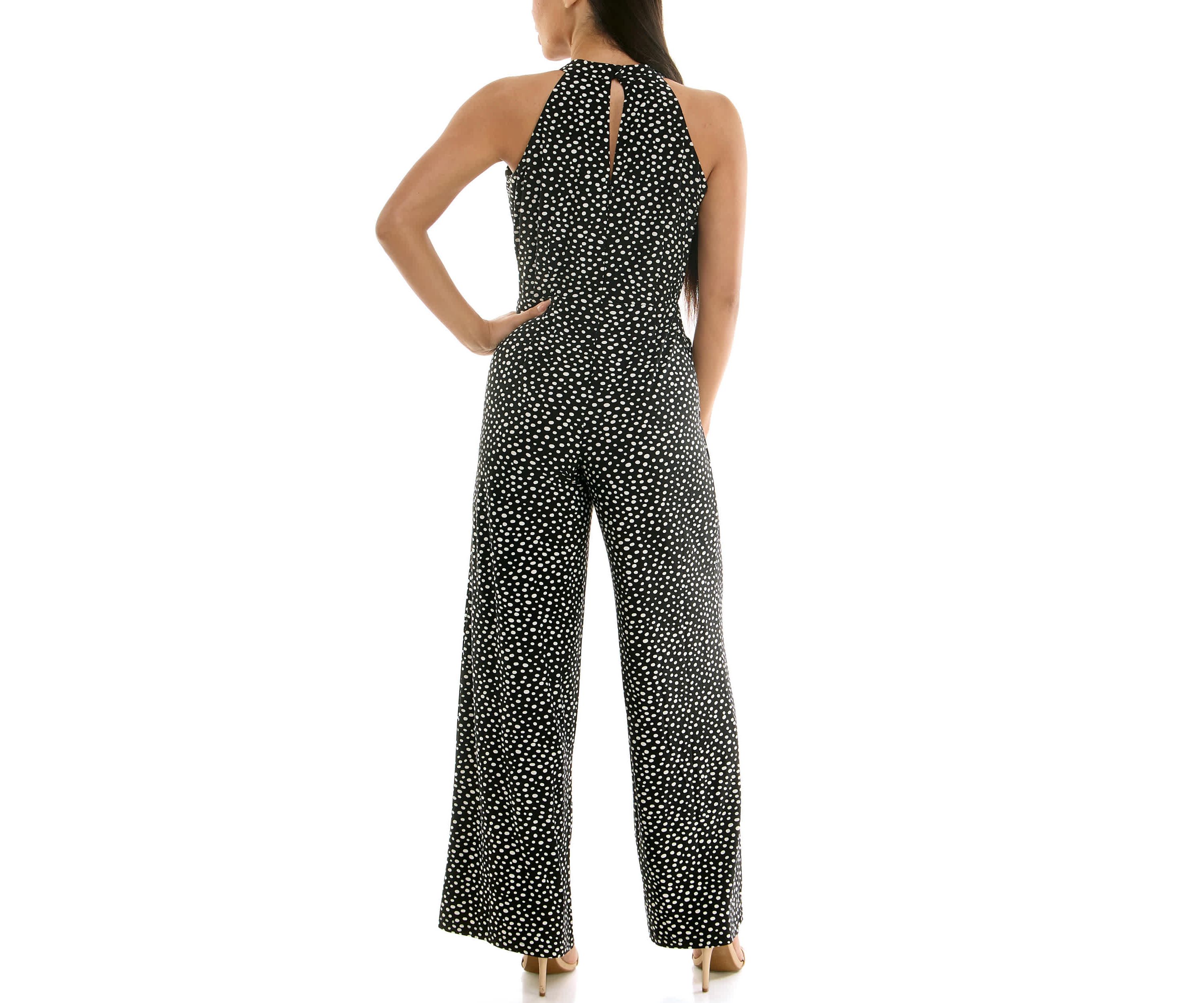 Printed High Neck Twist Neck Jumpsuit