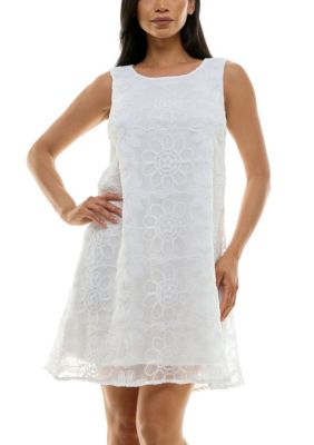 Nina Leonard Women's Float dress in bovelty embroidery