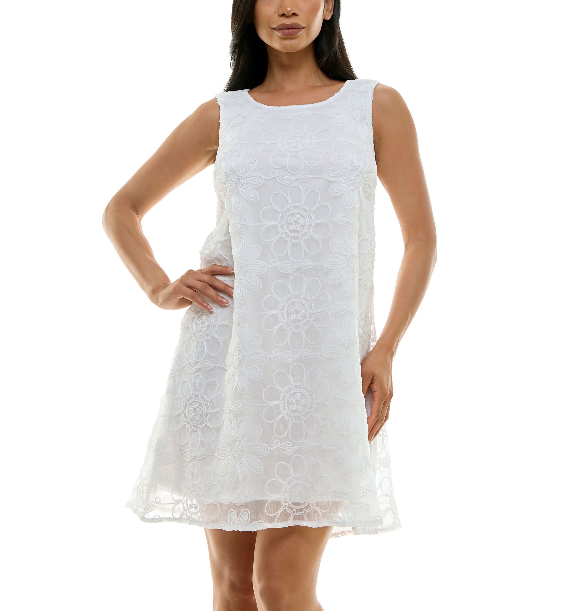 Float dress in bovelty embroidery