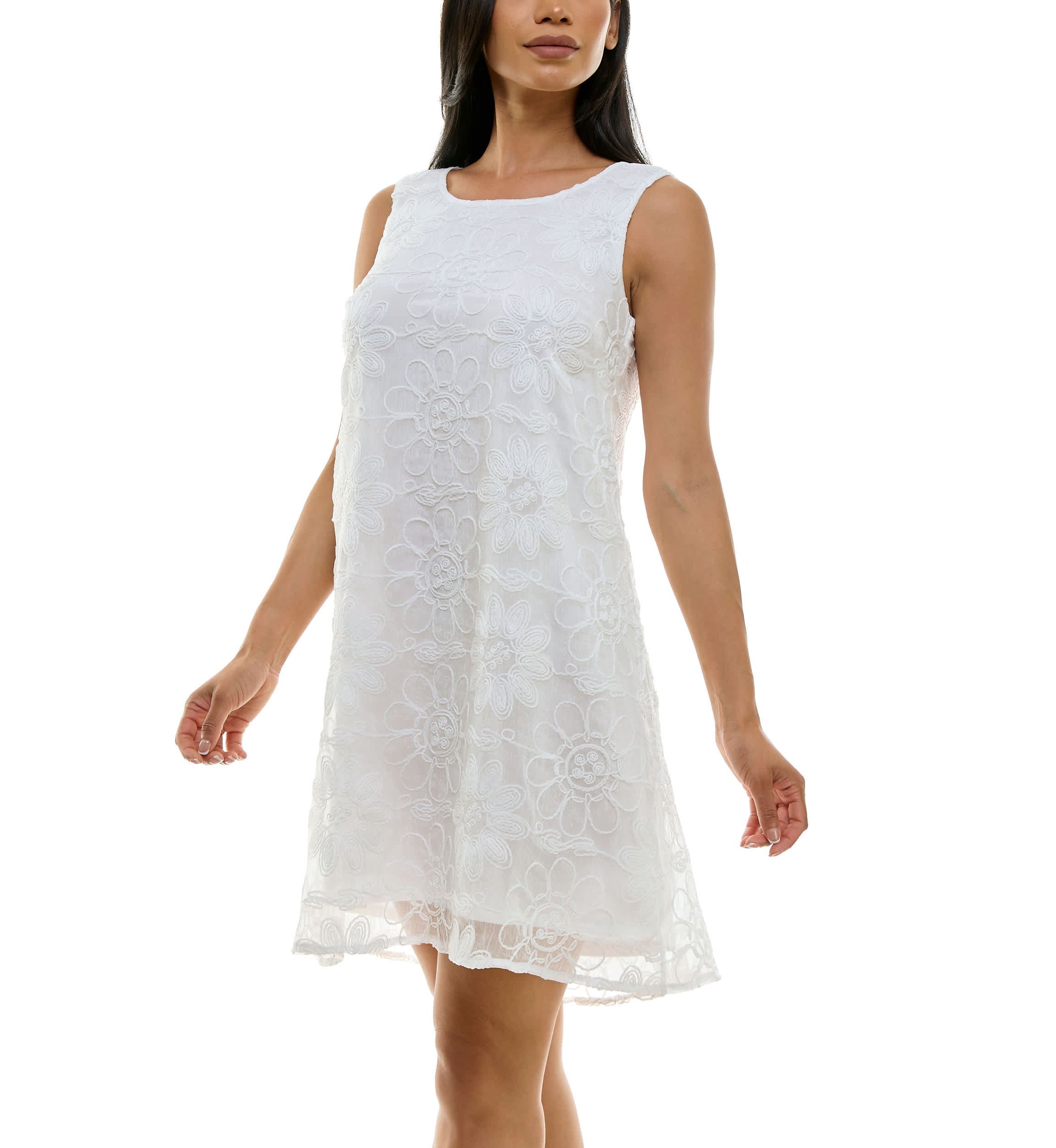 Float dress in bovelty embroidery