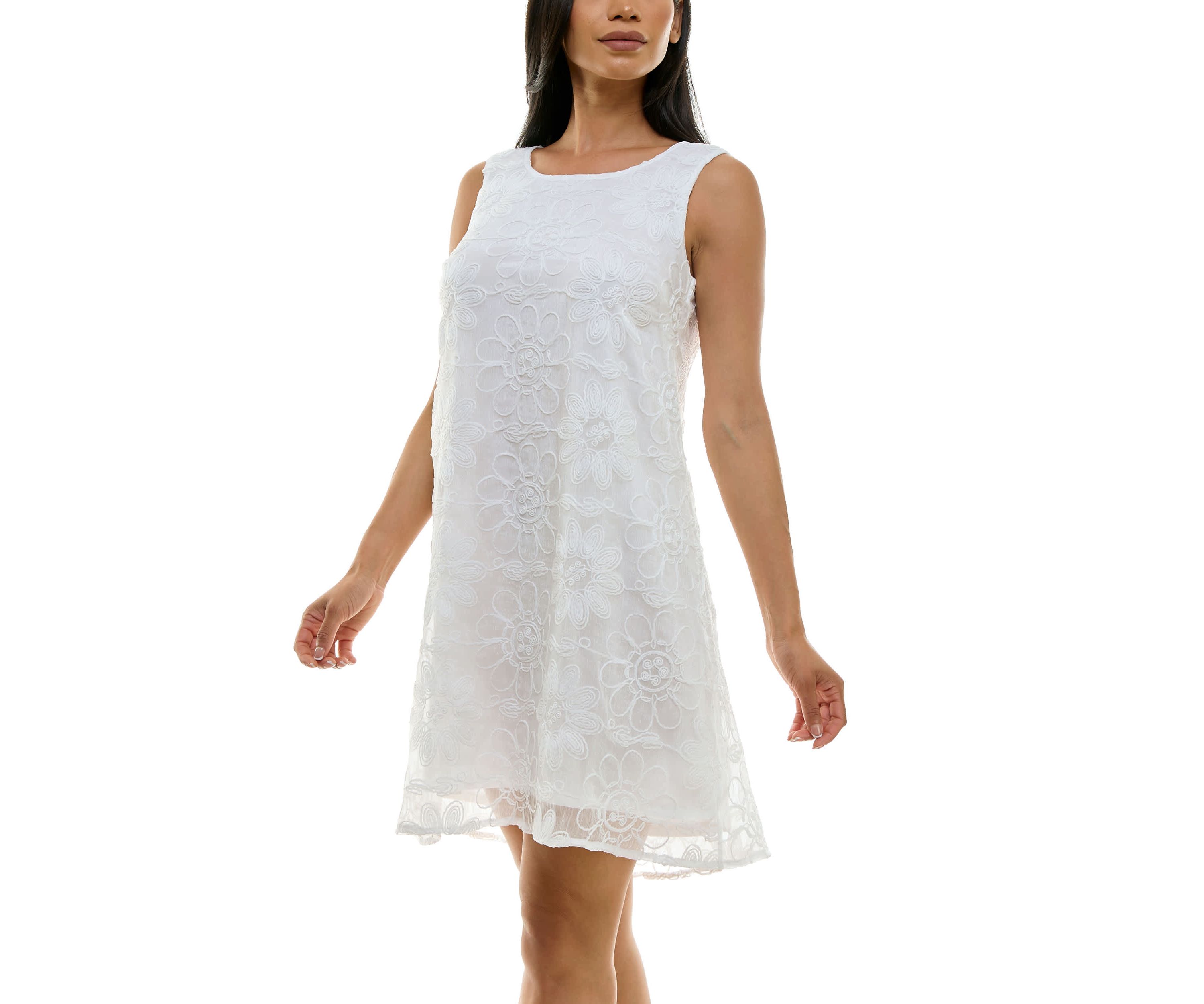 Float dress in bovelty embroidery