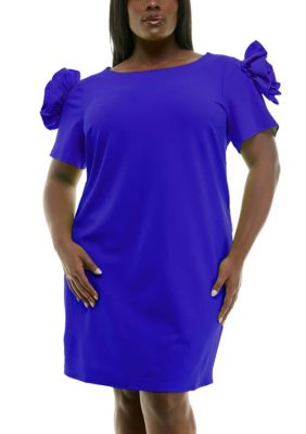 Nina Leonard Women's Crepe sheath dress with floral applique, 3X