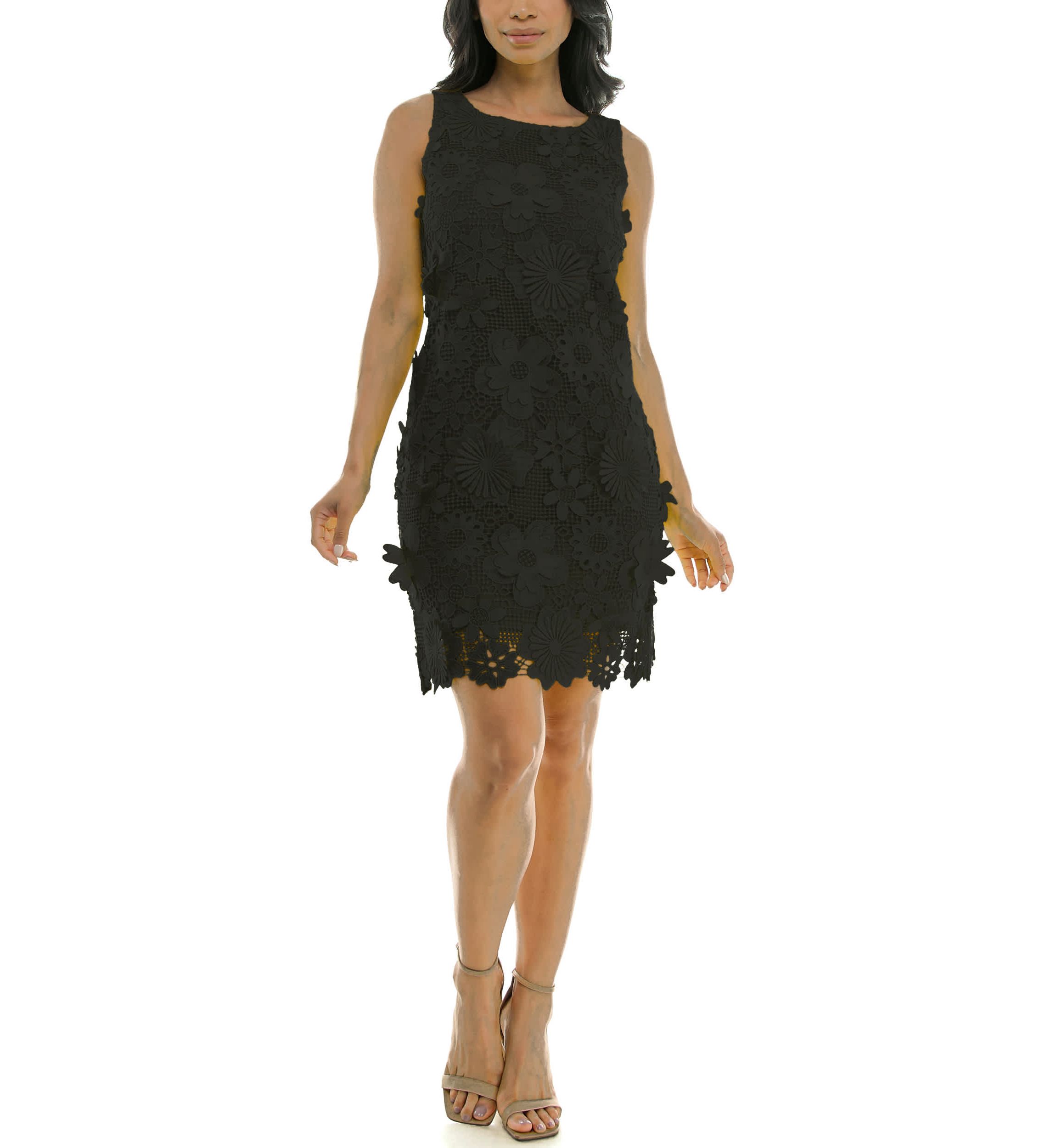 Sheath Dress With 3D Floral Emroidery