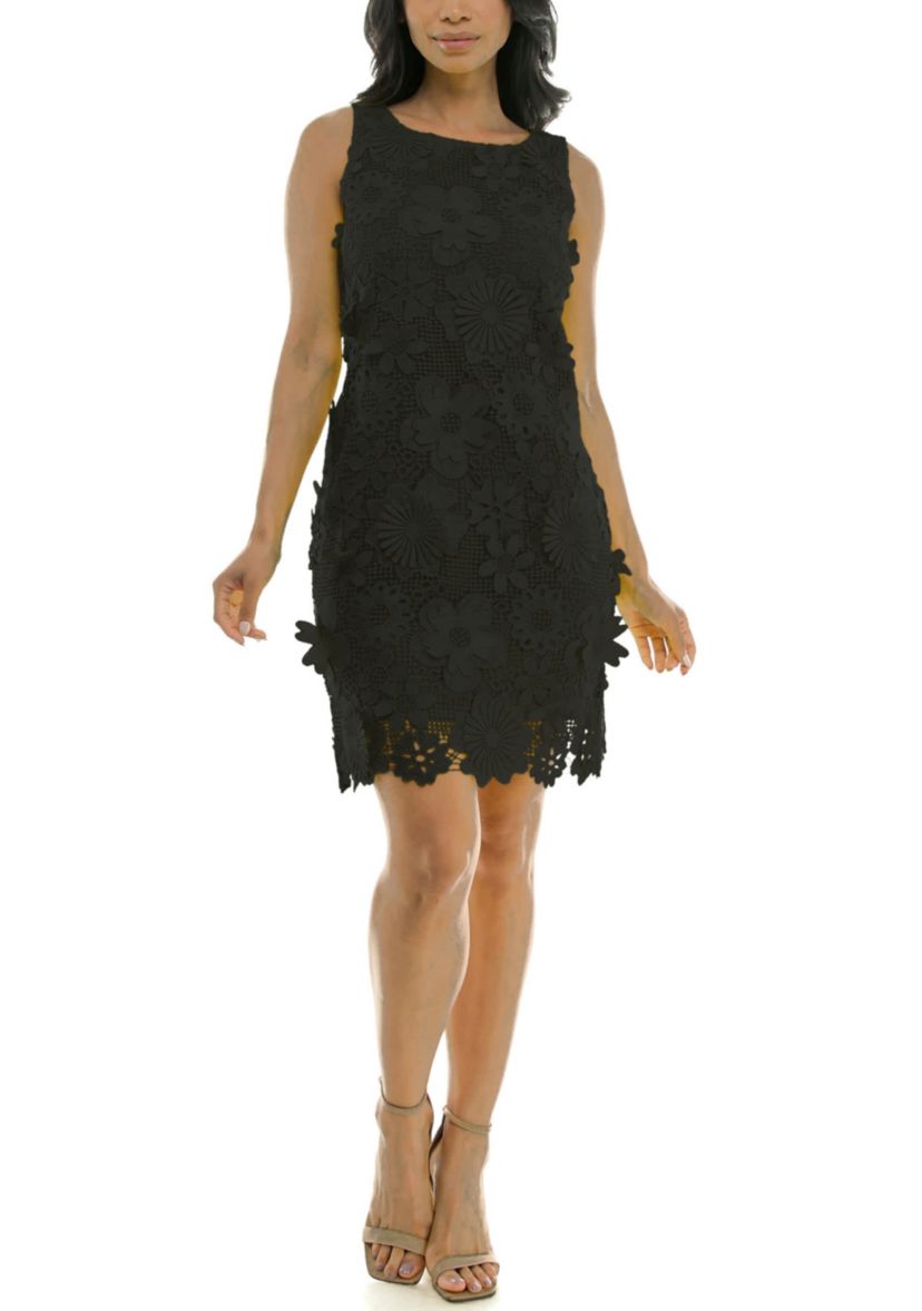 Sheath Dress With 3D Floral Emroidery