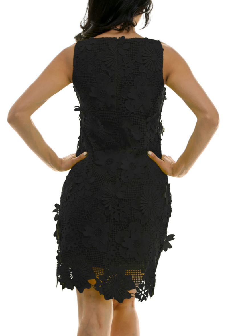 Sheath Dress With 3D Floral Emroidery