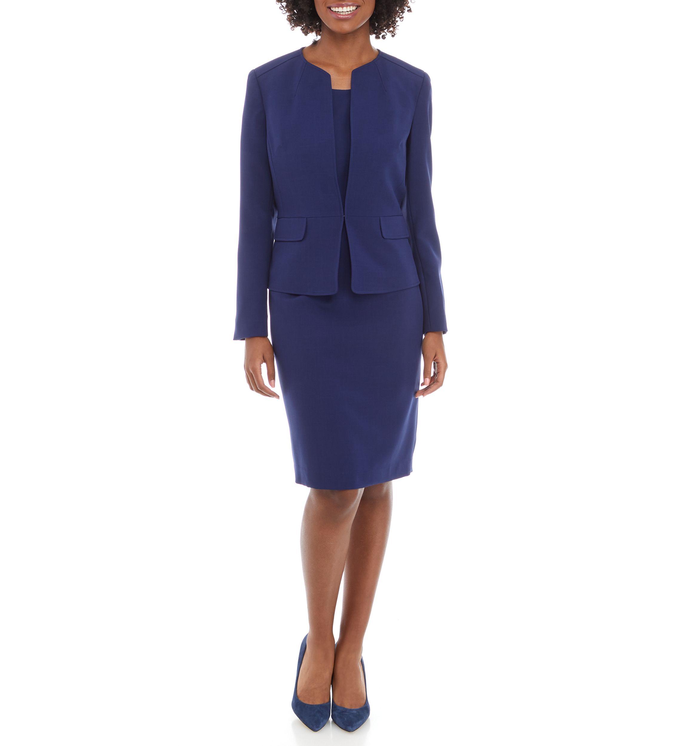 Womens Cardigan Jacket With Waist Seam and Sheath Dress Set