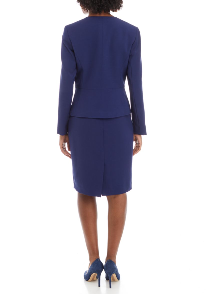 Womens Cardigan Jacket With Waist Seam and Sheath Dress Set