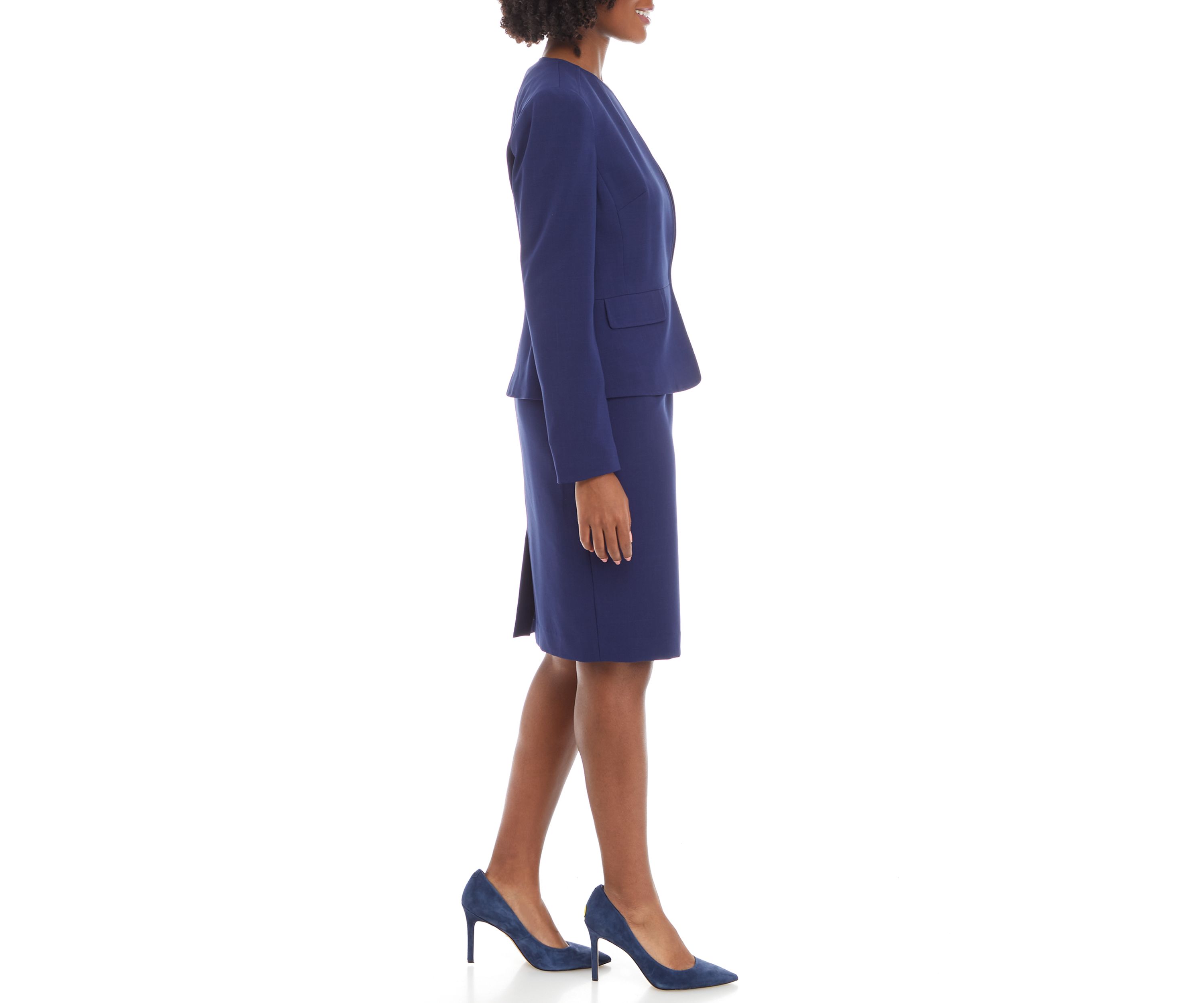 Womens Cardigan Jacket With Waist Seam and Sheath Dress Set
